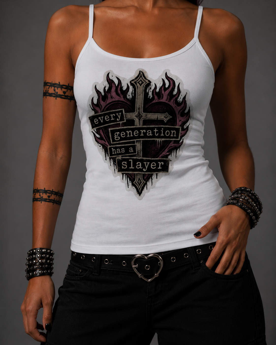 every generation has a SLAYER - white cami top